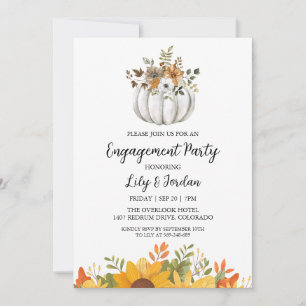 White Pumpkin and Greenery Fall Engagement Party Invitation