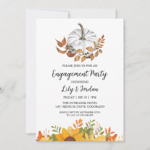 White Pumpkin and Greenery Fall Engagement Party Invitation