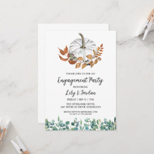 White Pumpkin and Greenery Fall Engagement Party Invitation