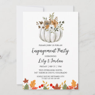 White Pumpkin and Greenery Fall Engagement Party Invitation