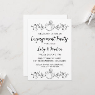White Pumpkin and Greenery Fall Engagement Party Invitation