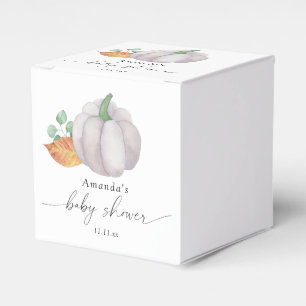 White pumpkin autumn baby shower favor boxes