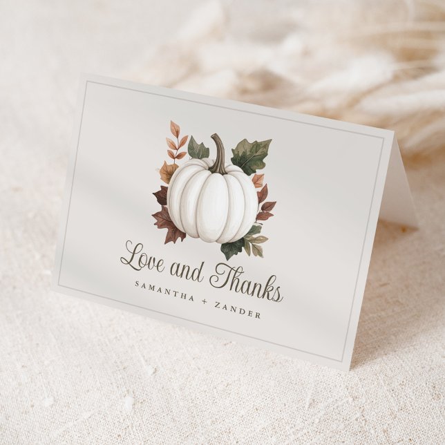 White Pumpkin Autumn Baby Shower Thank You Card (Creator Uploaded)