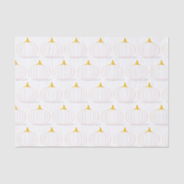 White Pumpkin Autumn Twins Baby Shower Paper (Front)