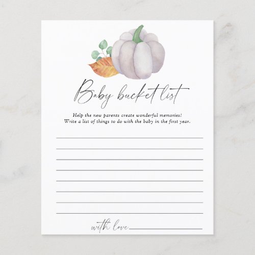 White pumpkin _ Baby bucket list game