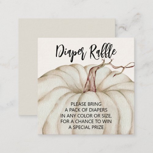 White Pumpkin Baby Diaper Raffle Enclosure Card