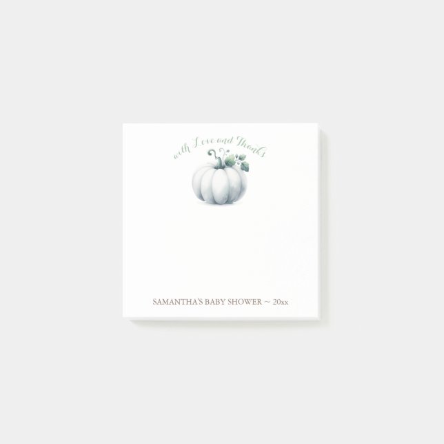 White Pumpkin Baby Shower Favor – Post-it® Notes (Front)