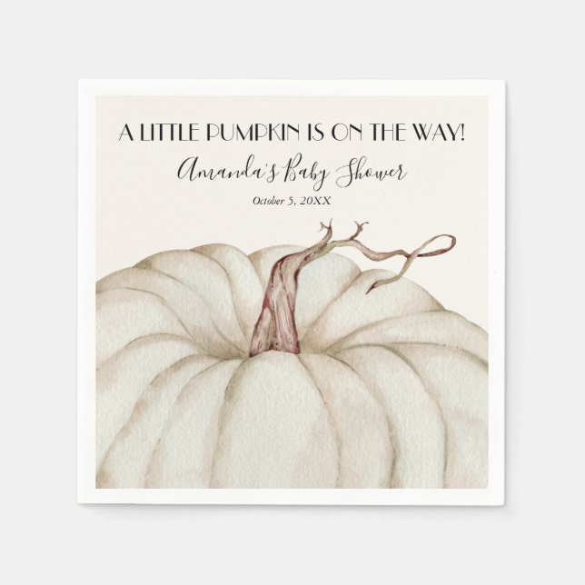 White Pumpkin Baby Shower Gender Neutral Napkins (Front)