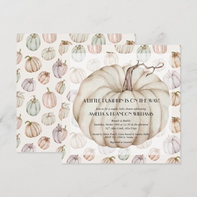 White Pumpkin Baby Shower Invitation (Front/Back)