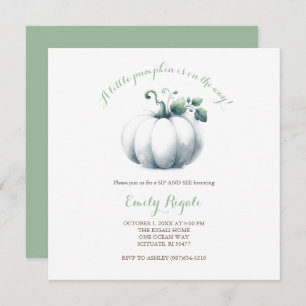 White Pumpkin Baby Shower Invite Gender Neutral