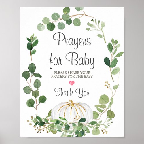 White Pumpkin Baby Shower Prayers for Baby Poster