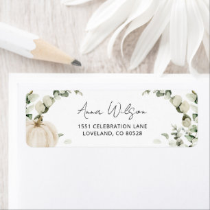 White Pumpkin Baby Shower Return Address Label