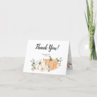 White Pumpkin Baby Shower Thank You Card