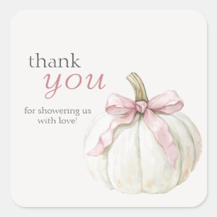 White Pumpkin Baby Shower Thank You Favor Square Sticker