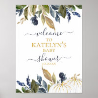 White Pumpkin Baby Shower Welcome Sign Poster