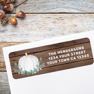White Pumpkin Barn Wood Return Address Label
