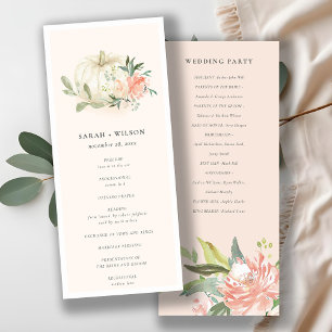White Pumpkin Blush Flora Wedding Ceremony Program