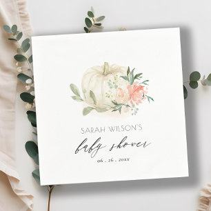 White Pumpkin Blush Floral Baby Brunch Shower Napkins