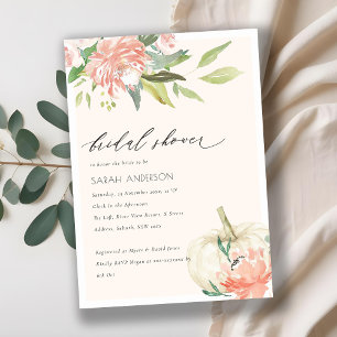 White Pumpkin Blush Floral Bridal Shower Invite