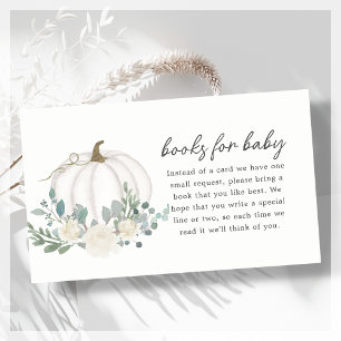White Pumpkin Book Request Baby Shower Enclosure Card