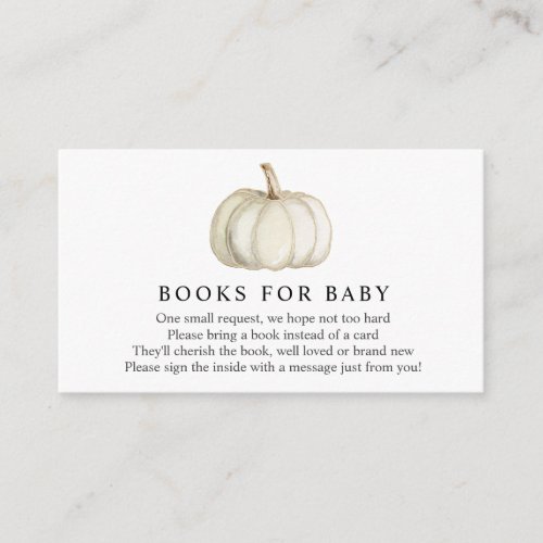 White Pumpkin  Books for Baby insert card