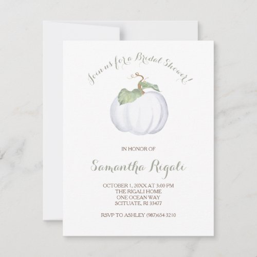 White Pumpkin Bridal Shower Invitation
