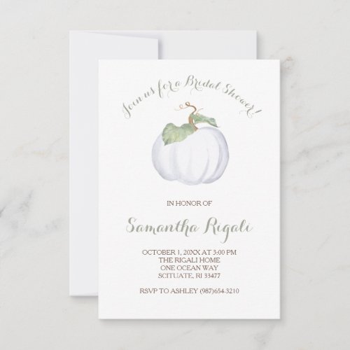 White Pumpkin Bridal Shower Invitation