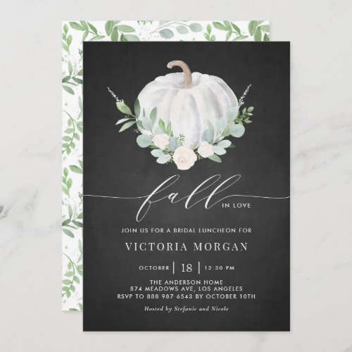 White Pumpkin Chalkboard Fall Bridal Luncheon Invitation