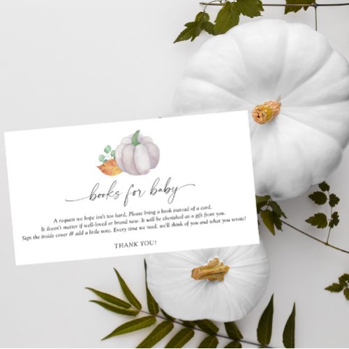 White pumpkin elegant books for baby enclosure card