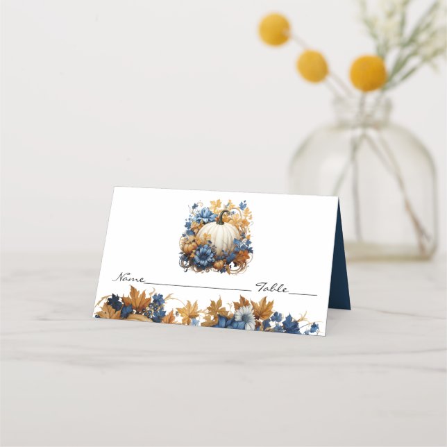 White Pumpkin Elegant Fall Garden Place Card (Front)