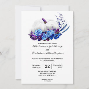 White Pumpkin Elegant Fall Garden Roses Wedding Invitation