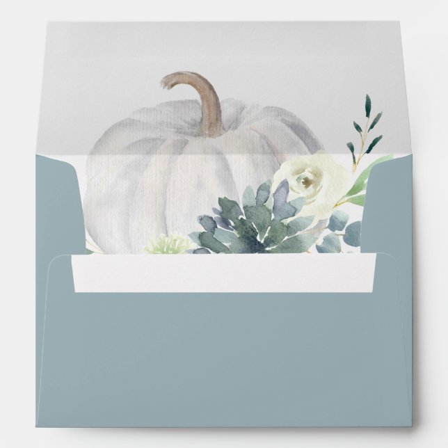 White Pumpkin Elegant Succulent Fall Chic Wedding Envelope (Back (Bottom))