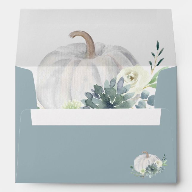 White Pumpkin Elegant Succulent Fall Chic Wedding Envelope (Back (Bottom))