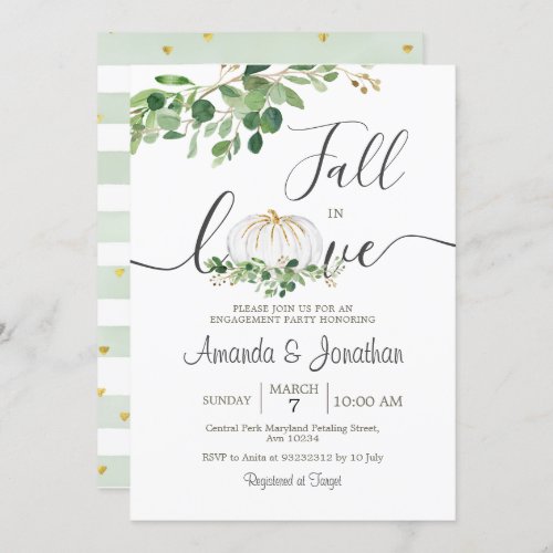 White Pumpkin Engagement Greenery Floral Party Invitation