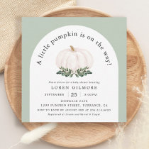 White Pumpkin Fall Baby Shower Arch Invitation