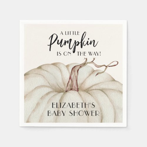 White Pumpkin Fall Baby Shower Napkins