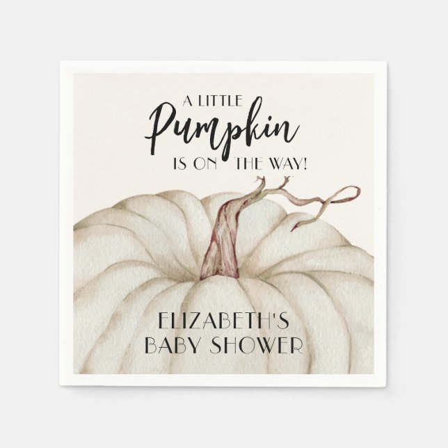 White Pumpkin Fall Baby Shower Napkins (Front)