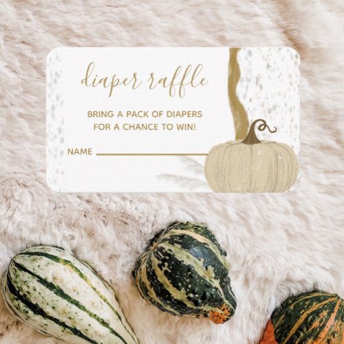 White Pumpkin Fall Baby Shower Raffle Enclosure Card