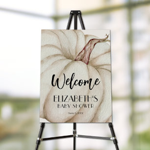 White Pumpkin Fall Baby Shower Welcome Sign
