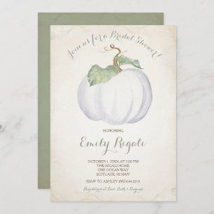 White Pumpkin Fall Bridal Shower Invitation