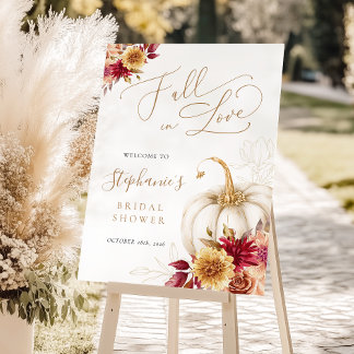 White Pumpkin Fall Bridal Shower Welcome Sign