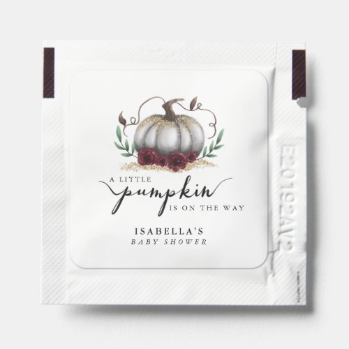 White Pumpkin Fall Floral Baby Shower Hand Sanitizer Packet