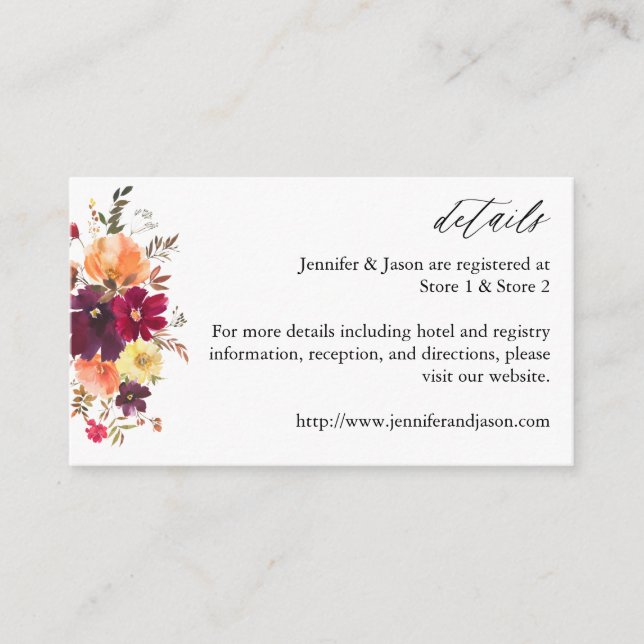 White Pumpkin Fall Floral Enclosure Card (Front)