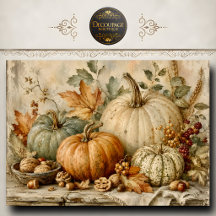 White Pumpkin Fall Harvest Decoupage