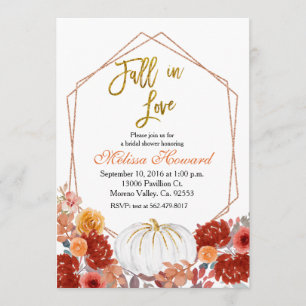 White Pumpkin Fall in Love Bridal Shower Invitation