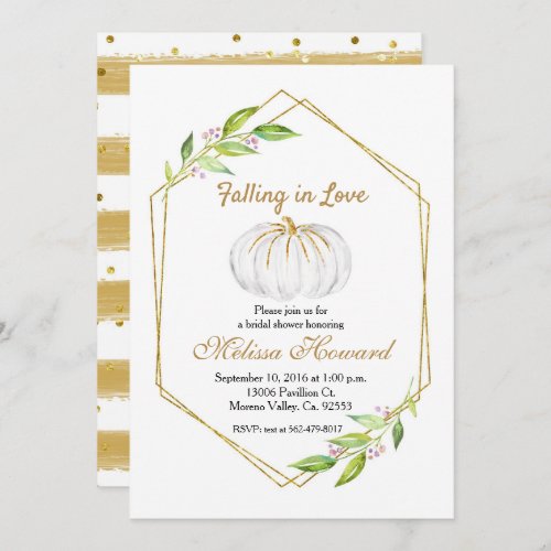 White Pumpkin Falling in Love Bridal Shower Invitation
