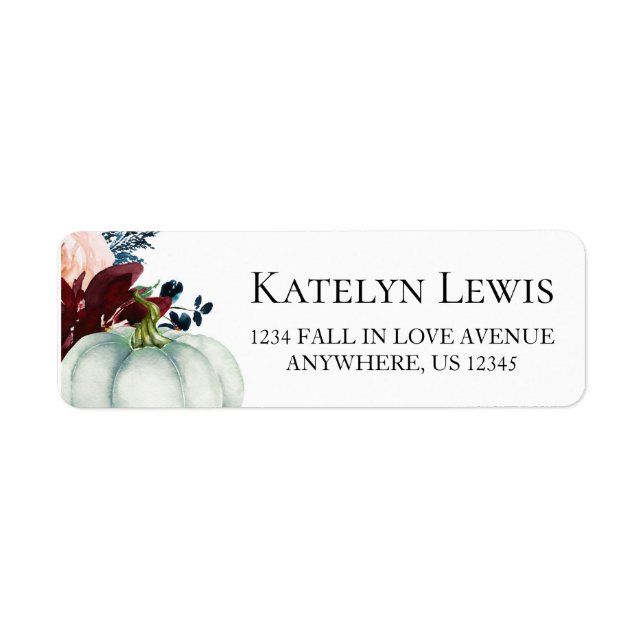 White Pumpkin Floral Address Labels (Front)