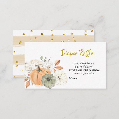 White Pumpkin Floral Diaper Raffle Card
