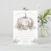 White Pumpkin Girl Baby Shower Couples floral Invi Invitation (Standing Front)