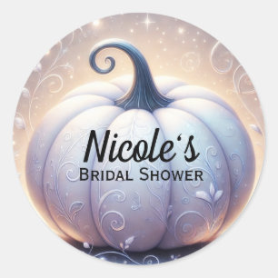 White Pumpkin Glow Sparkle Lights Bridal Shower Classic Round Sticker